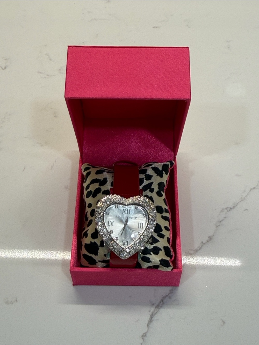 Betsey Johnson Red Heart Crystal Accent Women's Watch